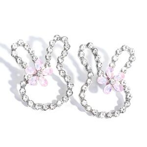 Crystal Bunny Earrings with Pink Accents